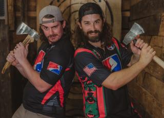 Brandon Palmer and Chris Cleveland will compete in the World Axe Throwing Championships and World Knife Throwing Championships this weekend in Wisconsin. (Submitted photo) 