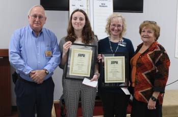 Keira Mapel, second from left, was awarded the St. Marys Kiwanis Club’s STAR student. With Mapel, from left, are St. Marys Kiwanis president-elect Dale Law, STAR teacher Susan McMurray and program coordinator Linda Williams.