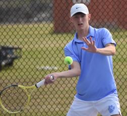 Connor Jones (pictured from an earlier match) teamed with Joshua Lewis for a two-set win at Colquitt. (Andy Diffenderfer, Tribune & Georgian)