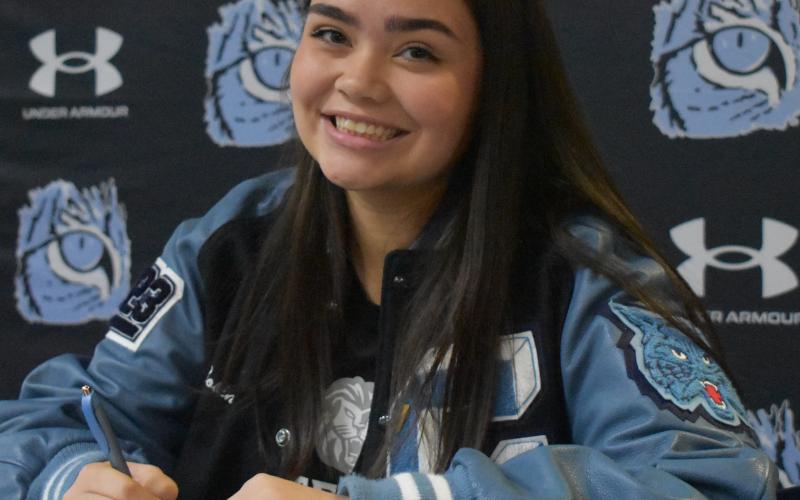 Camden County High tennis player Drea Robinson signed Tuesday with Piedmont University. (Andy Diffenderfer, Tribune & Georgian)