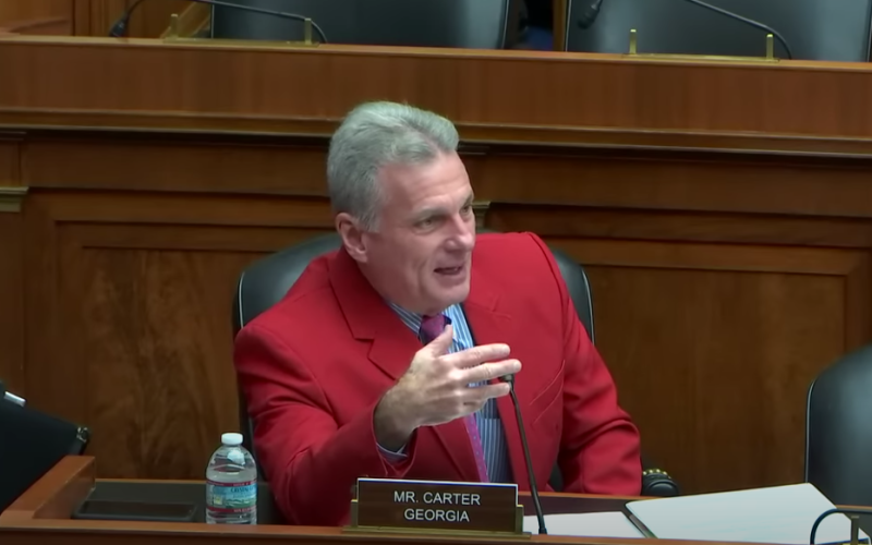 U.S. Rep. Buddy Carter, R-Pooler, asks a question during a meeting of the U.S. House Subcommittee on Innovation, Data and Commerce last week.