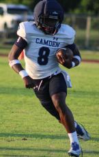 Jakavious Perkins looks for yardage. (Andy Diffenderfer, Tribune & Georgian)
