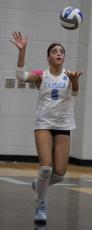 Isabella Valera (pictured from a previous match) had nine receptions, three digs and two kills as Camden County defeated region rival Colquitt in two sets Sept. 8. (Andy Diffenderfer, Tribune & Georgian)
