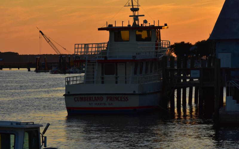 Sunset falls on the St. Marys waterfront.