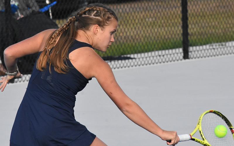 Kennison Blackerby won at No. 1 singles in straight sets. Andy Diffenderfer/Tribune &amp; Georgian