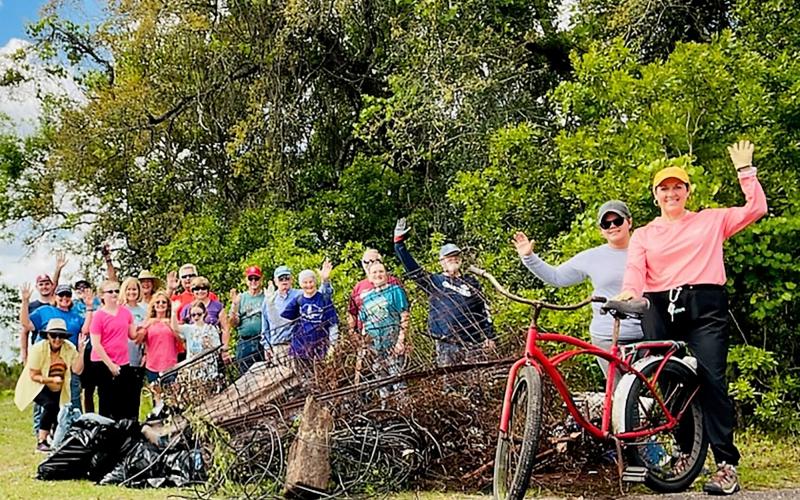 A group at Borrel Creek pulled 875 pounds of trash from the St. Marys River. Participants included Tina Goulet, Norm Goulet, Charlie Simmons, Gabriela Simmons, Karen Adams, Kari Dent, Misty Gilliland, Janie Johnson, Pat McLaughlin, Alex Nelsen, Ed Torgersen, Deanne Torgersen, Kendall Martin, Shelby Martin, Karen Martin, Bruce Martin, Judy Tann, Linda Sentell and Ronnie Sentell.