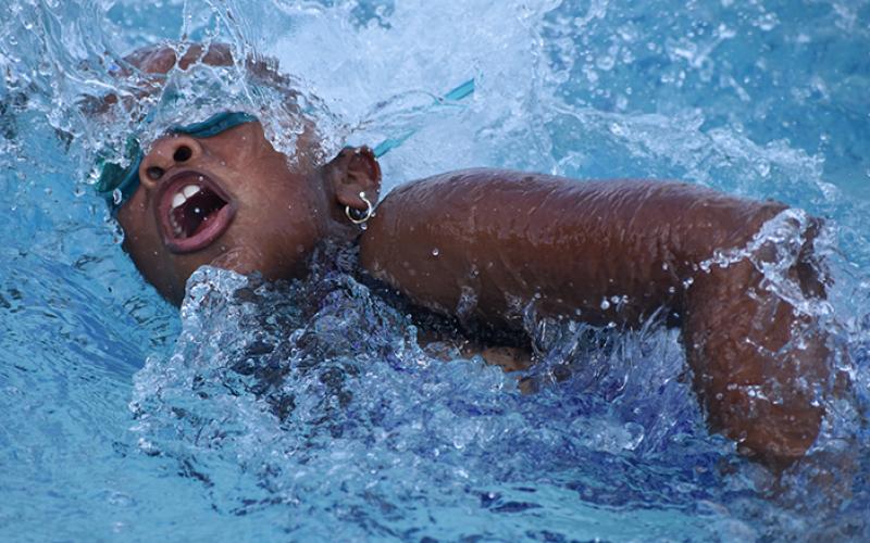 Kamaya Quarterman (pictured from an earlier meet) placed sixth in the 50 freestyle Monday at the district championships in Brunswick. (Andy Diffenderfer, Tribune &amp; Georgian)