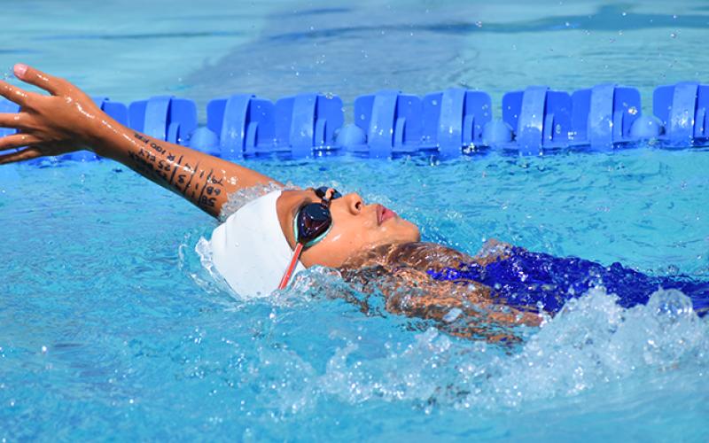 The Camden PSA Stingrays’ Logan Tacbas won the 100 individual medley Monday at a home meet. (Andy Diffenderfer/Tribune &amp; Georgian)
