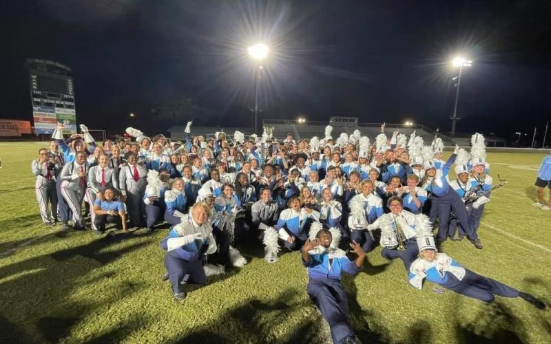 The Camden County High School Marching Band was named Grand Champions of the Okefenokee Sound of Gold Marching Competition.