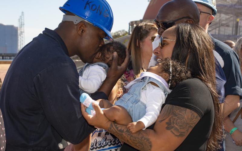 Families of the USS Wyoming Blue Crew recently joined sailors on a three-day tiger cruise.