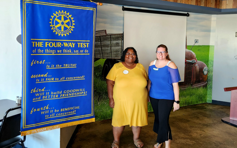 Court Appointed Special Advocate representatives Debria Ingrund, left, and Trisha King recently spoke to the Rotary Club of Camden County.