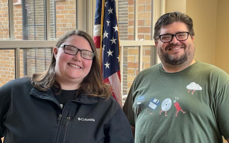 Camden County Board of Commissioners Information Technology Department’s Kayla Oliver, left, and Scott Van Osdol recently earned security certifications.