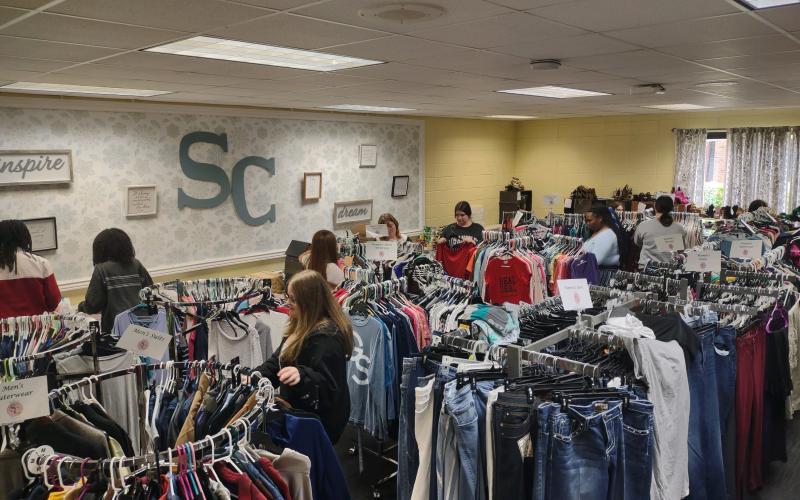 The Camden County High School Future Business Leaders of America (FBLA) staff Sadie’s Closet, a resource for students in need.