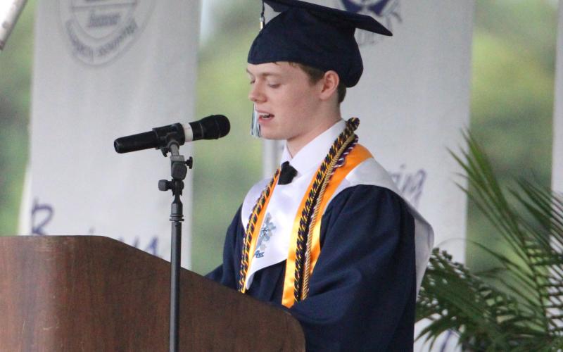 Photos by Scott J. Bryan | Tribune &amp; Georgian Camden County High School Valedictorian Keegan Williams offers his thoughts ahead of the school’s 2024 graduation.