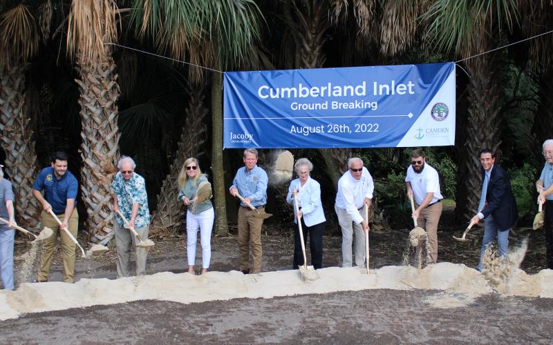 Gov. Brian Kemp and other statewide and local leaders break ground on the Cumberland Inlet project in September 2022.
