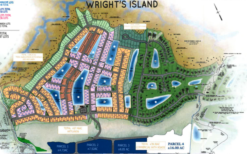 Plans as they stand now for the Wright’s Island development in Kingsland.