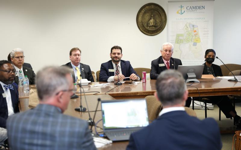 State Rep. Steven Sainz (R-St. Marys) listens to a presentation about the Georgia/Florida Sports Project during a House Economic Development and Tourism Committee hearing.
