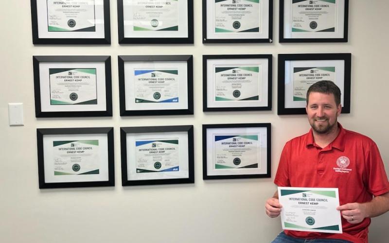 Camden County’s Petie Kemp has earned the combination residential and combination commercial building inspector certifications through the International Code Council
