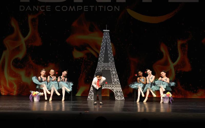 Maylee Knight, from left, Soren Lang, Mackenzie Porzio, Matthias Purslow, Asokha Tyson, Teagan Neal and Adalyn Fields won first place and the Judges Choice award titled, “Blossoming Ballet Dancers.”