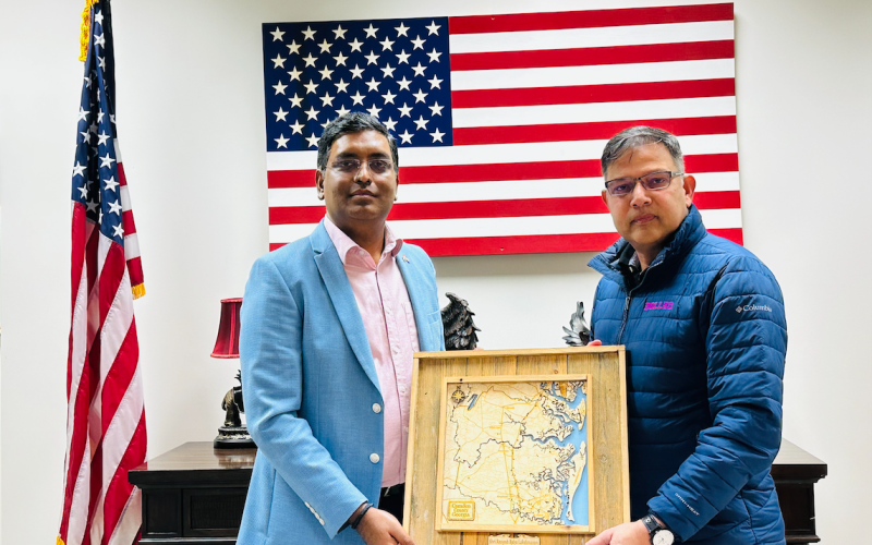 The Consul General of India in Atlanta, Shri Ramesh Babu Lakshmanan, left, met Friday with local businessman and philanthropist CB Yadav.