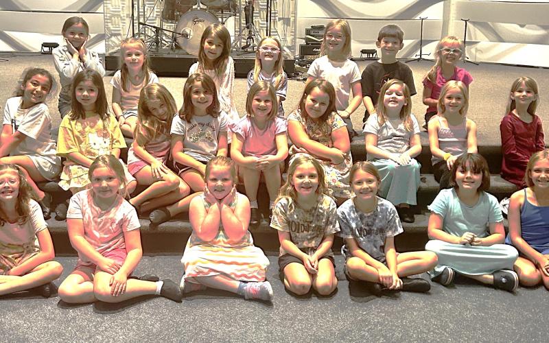 Saltwater Performing Arts’ Kids Troupe are finishing rehearsals for their upcoming production of Disney’s Aristocats Kids, which they’ll perform May 29-31 at Three Rivers Church in St Marys. Front row, from left, are Chloe Rutland, McKinley Cox, Ruby Keiss, Carter Brown, Avery Rasor, Amiyah Gomez and Saylor Smith. Middle row: Natalie Fumbanks, Aurora Gomez, Adeline Bryan, Emery Herndon, Sophia Ray, Caroline Horton, Charlotte Ferguson, Josie Bozgoz and Amelia McCurdy. Back row: Delilah Lewis, Tori Kennedy, P