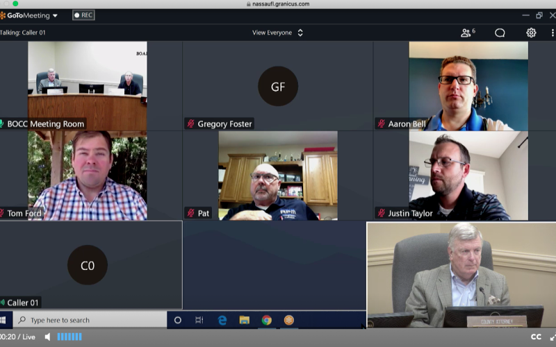 The Nassau County Board of County Commissioners met Friday morning via videoconferencing software streamed online for the public. The public can watch BOCC meetings and some other meetings here: https://nassauclerk.com/watch-meetings/.  Peg Davis/News-Leader