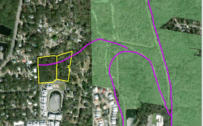 The city of Fernandina Beach is purchasing this 5.35-acre parcel of property, outlined in yellow, and putting it into conservation to prevent development on it. Commissioners noted owner Richard Keffer could have made a considerable profit on the land if it had been developed and acknowledged his efforts to work with the city to put the land in conservation. NORTH FLORIDA LAND TRUST