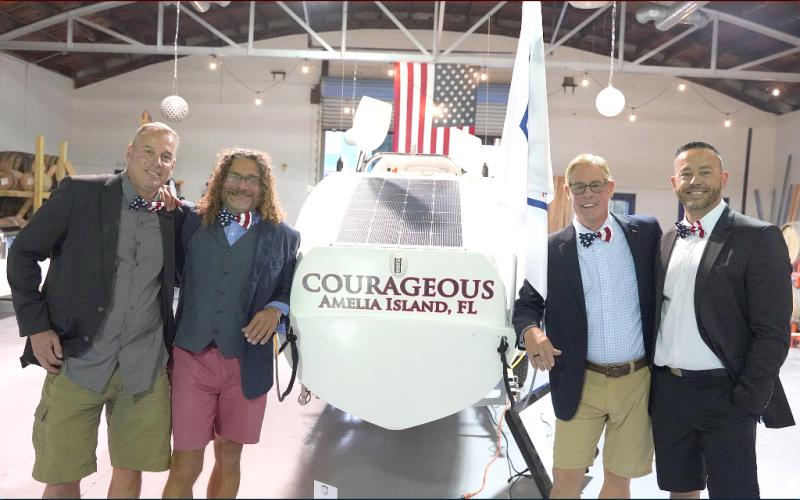 From left, Billy Cimino, Paul Lore, Hupp Huppmann and Cameron Hansen are Foar From Home, a group that will pilot Courageous in the Talisker Whisky Atlantic Challenge, a rowing competition taking place in December 2021. GARY D. MORGAN/FOR THE NEWS-LEADER