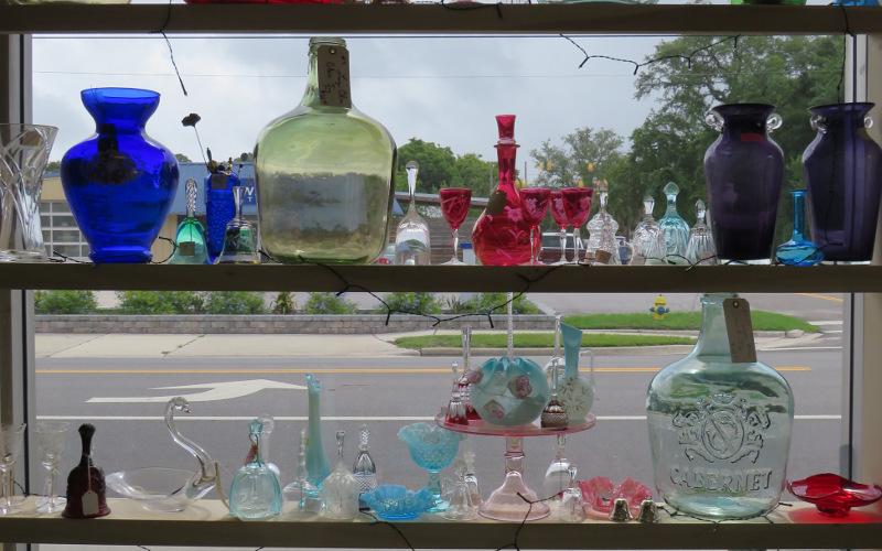 Delicate glassware at Antiques &amp; More Treasures. JULIA ROBERTS/NEWS-LEADER