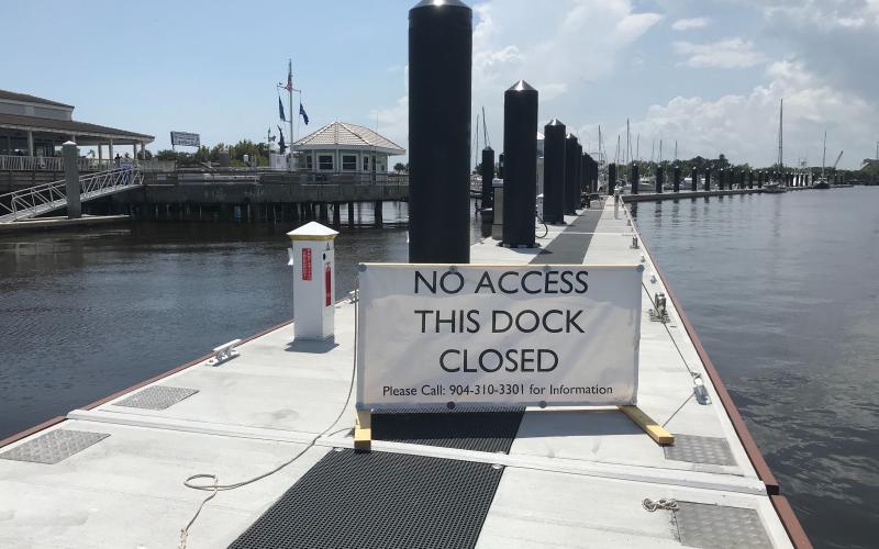 Julia Roberts/News-Leader Some docks on the northern basin of the Fernandina Harbor Marina are closed to eliminate any confusion on the part of boaters, according to Marina Manager Joe Spring, who said having the docks open gives the impression that the fueling station, located in the northern basin, is also open. No fuel has been sold since Hurricane Matthew hit in October 2016.  Julia Roberts/News-Leader
