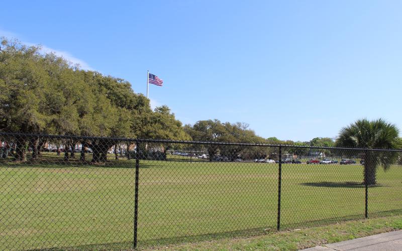 Fernandina Beach City Commissioner Bradley Bean told the Nassau County School Board this fence in front of the district’s central office is “both metaphorically and physically” “a barrier between our two boards,” and asked the board to consider removing it.