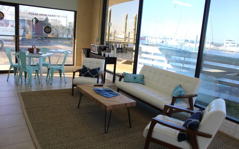 Oasis Marinas took over the Fernandina Harbor Marina in December and has since been working to improve amenities. The boaters lounge has been refurbished with new furniture and a coffee bar, where boaters can relax with a view of the south basin of the marina.