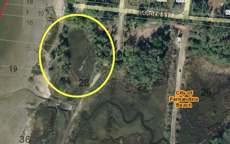 The circled area is a piece of property near Old Town that Vice Mayor Len Kreger is working to obtain from WestRock so the city can put it into conservation. CITY OF FERNANDINA BEACH