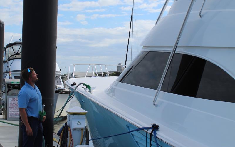 Zach Skipper fueled up his boat, Still Foolish, at the Fernandina Harbor Marina Tuesday morning, buying 2,000 gallons of diesel, which, at $3.09 per gallon, netted the marina just over $6,000.