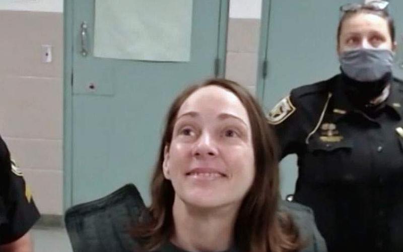 A smiling Kimberly Kessler talked to Judge James Daniel via Zoom videoconferencing at a hearing Thursday, asking him for a new lawyer. Daniel denied the request and also declared Kessler mentally competent to stand trial. Kessler is accused of murdering Joleen Cummings. Jury selection for the trial could start next May.  Photo courtesy Nassau County Sheriff's Office