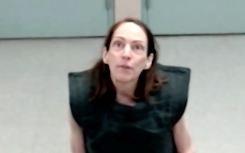 Kessler listens intently at her hearing via video conferencing on Monday, just before hurling expletives. ZOOM/NASSAU COUNTY SHERIFF'S OFFICE/4TH JUDICIAL CIRCUIT COURT