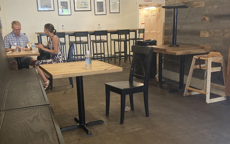 Each member of the staff must wear a mask, there are bottles of hand sanitizer at every table, and there is at least six feet between every possible seating area. DILLON BASSE/FOR THE NEWS-LEADER