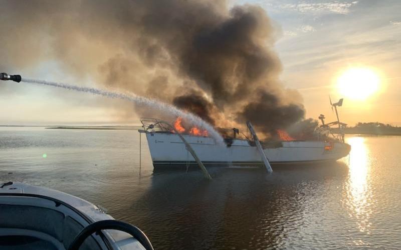 NCSO responds to Jolly River boat fire.