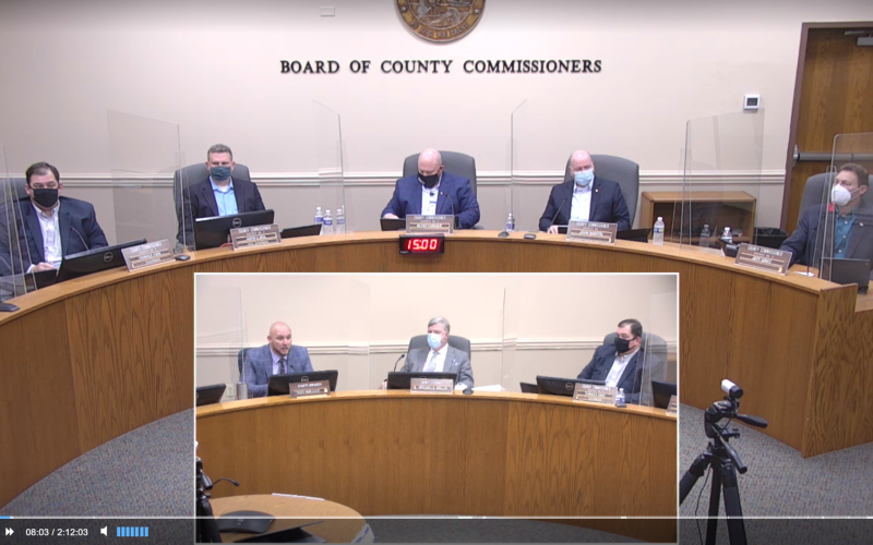 County Manager Taco Pope, County Attorney Mike Mullin and County Chairman Thomas Ford