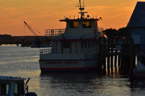 Sunset falls on the St. Marys waterfront. 