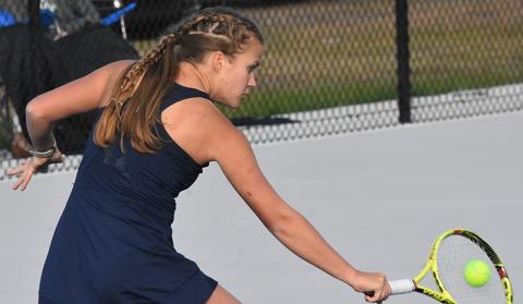 Kennison Blackerby won at No. 1 singles in straight sets. Andy Diffenderfer/Tribune & Georgian