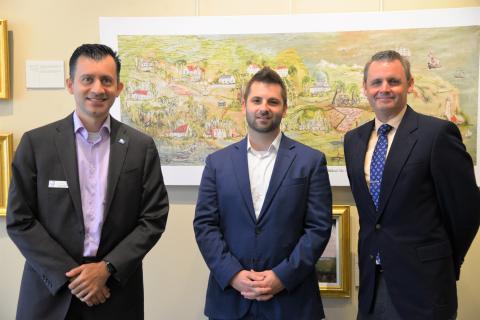 Academic Student Engagement Assistant Vice President German Vargas, Enterprise Holdings Foundation representative Colin Beauchamp and Career and Academic Advising Director Brian Weese met to to discuss career development programming for students.