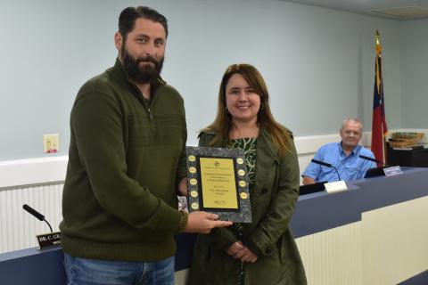Kingsland Mayor Grayson Day, left, and Kingsland Finance Director Filiz Morrow show off the Government Finance Officers Association Certificate of Achievement for Excellence in Financial Reporting the city was awarded for the 18th consecutive year.