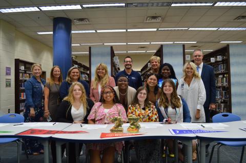 Six Camden County High School seniors – Serena Moyeno, Riley Miller, Aryana LeGlise, Raina Croxton, Jessica Wright and Eowyn Agullo – participated in Georgia Future Educators Signing Day on May 2.