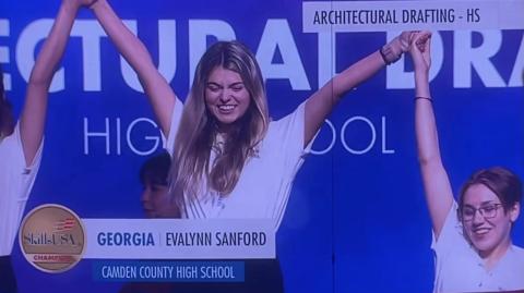 Camden County High School graduate Evalynn Sanford won a national championship in architectural drafting at the SkillsUSA National Leadership and Skills Conference in Atlanta.