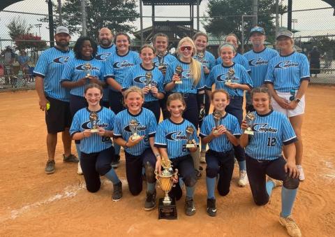 The Camden County 12-year-old softball team won the Class A/B District 2 championship Monday in Waycross and qualified for the state tournament next week in Statesboro. (Submitted photo)