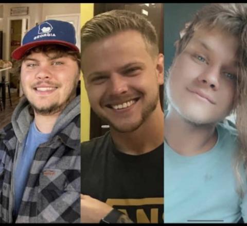 Christopher Tyler Barlow, from left, Caleb Wilkinson and Dalton Conway have been missing since October after the boat they were fishing on failed to return to Brunswick.