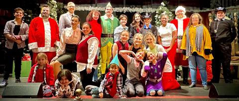 Cast members for “Elf the Musical” include, front row, from left, Emmalyn Cutler, Alice Marek, Robert Jones, Sadie Andrews and Ashton Harvey. Middle row: Samantha Anderson, Carson Jones, Desiree Williams, Lorelai Bryan and Elizabeth Vail. Back row: Landon Bryan, Caleb Bryan, Chris Kessler, Elisha Cauthen, Paul Rogers, Irie Williams, Reese Andrews, Katelyn Eby, Camille Wilburn, Steven Jones, Victoria Bettinger and Elijah Kessler.