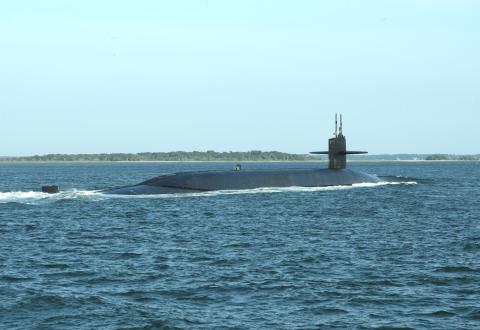 The ballistic missile submarine USS Wyoming (SSBN 742) returns to Naval Submarine Base Kings Bay in Georgia on June 28, 2014, following routine operations.