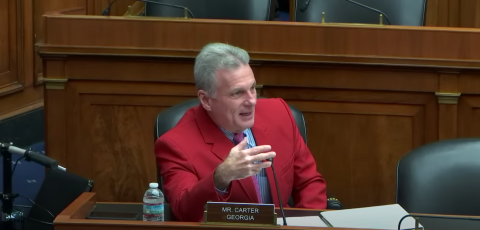 U.S. Rep. Buddy Carter, R-Pooler, asks a question during a meeting of the U.S. House Subcommittee on Innovation, Data and Commerce last week.